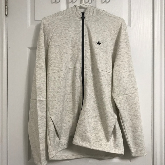NWT Beverly Hills Polo Club Cotton Rich Zip Up Sweater With Hood Side Arm Zipper - Picture 1 of 11